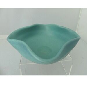 Van Briggle Art Pottery Turquoise Ming Matte Ruffled Scalloped Square Bowl AF
